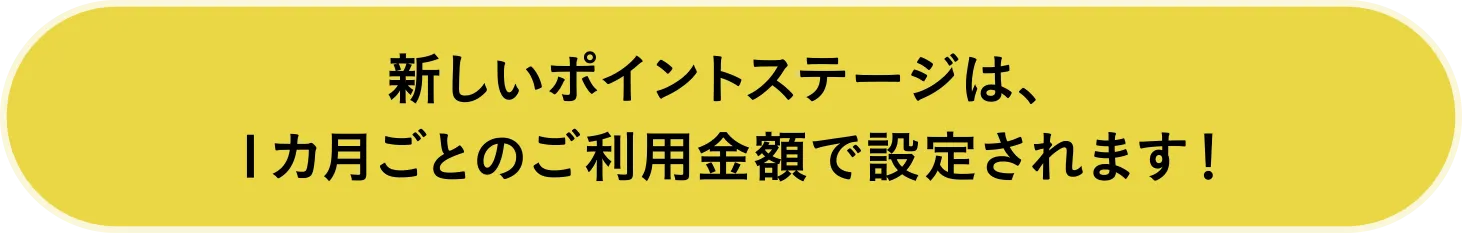 新しいポイントステージは、１カ月ごとのご利用金額での設定されます！