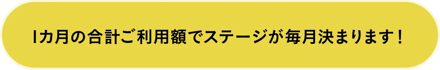 1カ月の合計ご利用額でステージが毎月決まります！